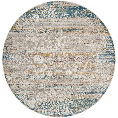 Safavieh Aria Power Loom Woven Round Rugs, Cream and Blue - 6 ft.-5 in. x 6 ft.-5 in. ARA156C-6R